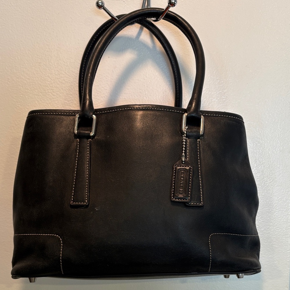 Coach Black Leather Satchel Hampton Bag Vintage